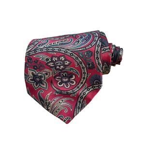 Oscar De La Renta Silk Dark Red Paisley Tie